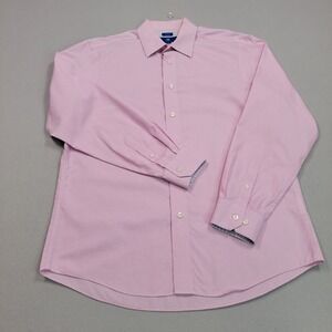 Lot of 2 Egara Mens Non-Iron Dress Shirts Pink Micro-Check Purple Stripe Large